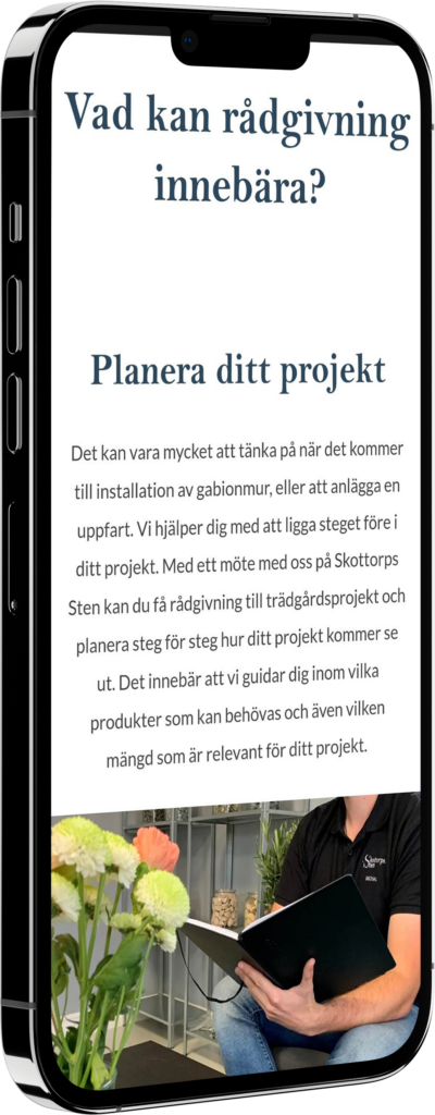 Exempel på responsiv hemsida från undersida av Skottorps Sten.